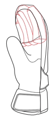 Doublure Finger Channels des moufles de ski Leki